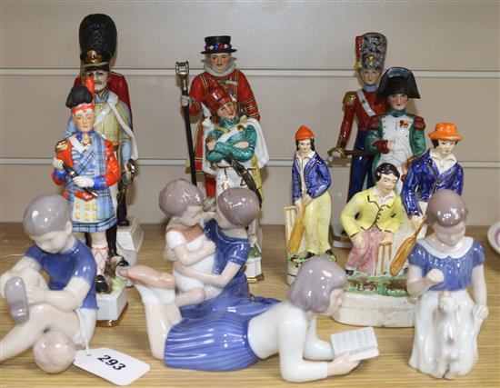 A collection of ceramic figures, various,